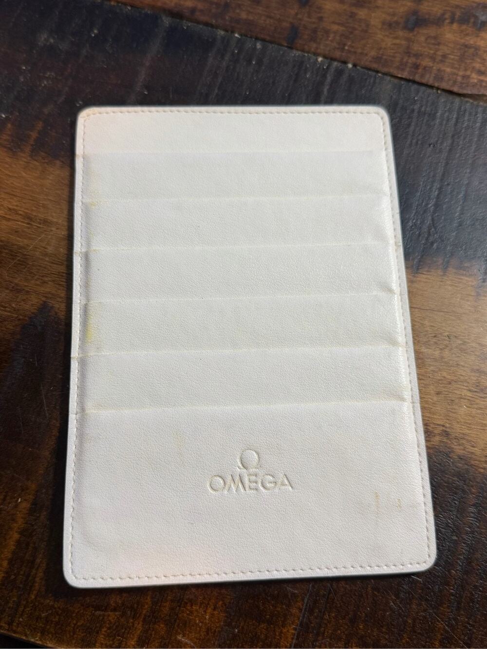 OMEGA Cream Leather Card Holder Wallet for Watch Box Set